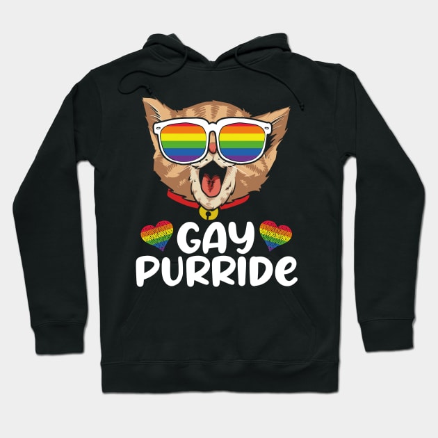 Gay Purride Gay Pride Cat Hoodie by aneisha